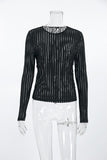 Textured Mesh Long Sleeve Top