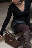 Elegant Long-Sleeve V-Neck Blouse