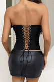 Strapless Corset Tank with Lace-Up Detail