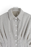 Striped Button-Up T-Shirt with Wide Sleeves