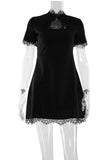 Elegant Lace-Trimmed Evening Dress