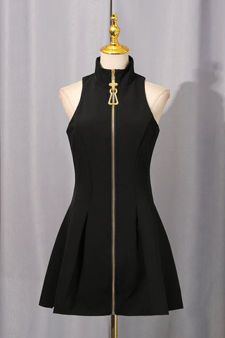 Zip-Front Casual Dress