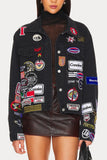 Patchwork Denim Jacket with Patterns