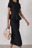 Button-Front Polka Dot Skirt Set