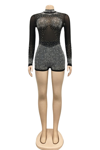 Sparkling Sheer Long Sleeve Romper