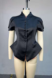 Button-Down Peplum Blouse