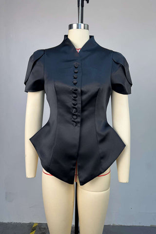 Button-Down Peplum Blouse