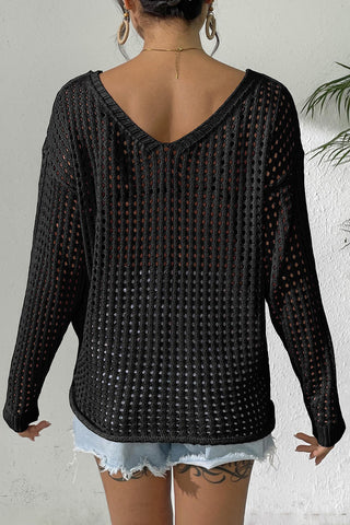 Lace Bow Open-Knit Top