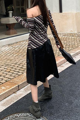 Striped Asymmetrical Blouse