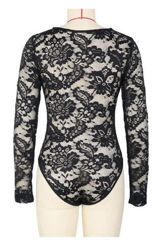 Lace Long Sleeve V-Neck Bodysuit