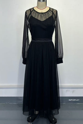 Sheer Sleeve Casual Maxi Dress