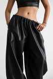Elastic Waist Wide-Leg Casual Pants