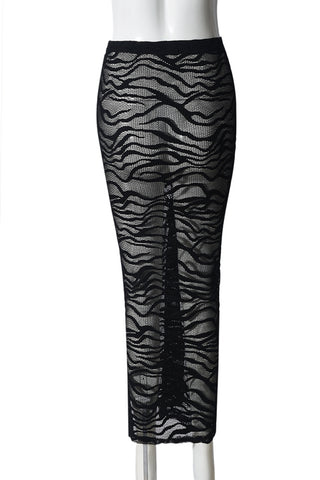 Textured Mesh Layered Casual Skirt