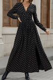 Plunge Neck Print Maxi Dress