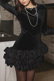 Ruffle Hem Long-Sleeve Casual Dress