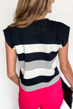 Stripe Crew Neck Cap Sleeve T-Shirt
