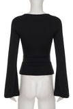 Tie-Front Long Sleeve Top