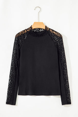 Leopard Patchwork Long Sleeve Top