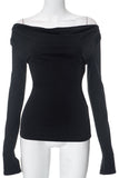 Off-Shoulder Fitted Long Sleeve Top