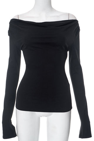 Off-Shoulder Fitted Long Sleeve Top