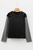 Checkerboard Sleeve Textured Sweatshirt