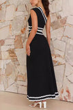 Asymmetric Striped Casual Dress