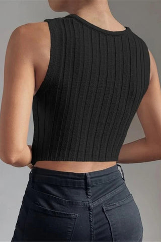 Chain Accent Ribbed Wrap Tank