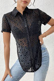 Sheer Tie-Front Collared Top
