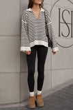 Striped V-Neck Oversized Sweater