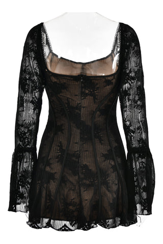 Sheer Lace Long Sleeve Dress