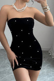 Strapless Pearl-Embellished Mini Dress