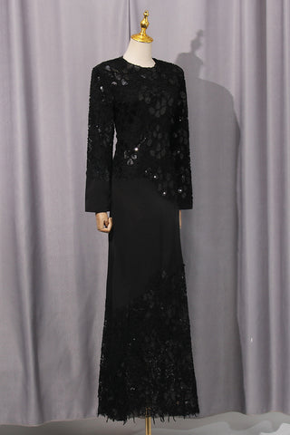 Elegant Lace Overlay Evening Gown