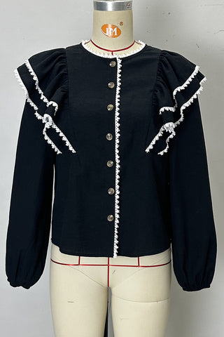 Ruffled Button-Up Blouse