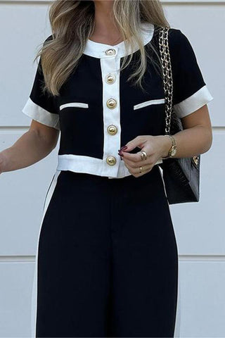 Button-Front Elegant Pants Set