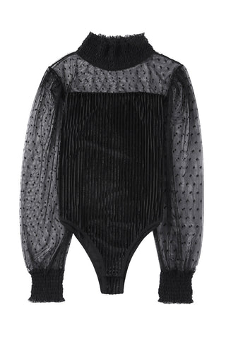 Sheer Sleeve Polka Dot Blouse