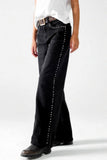Stud-Embellished Wide Leg Jeans