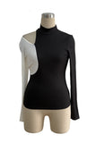 Asymmetric Cutout Ribbed T-Shirt