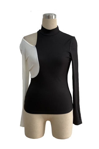 Asymmetric Cutout Ribbed T-Shirt