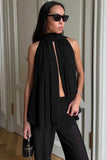 Sleeveless Flowy Pants Set