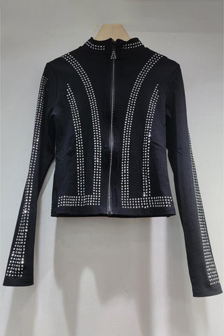 Rhinestone Long Sleeve Blouse