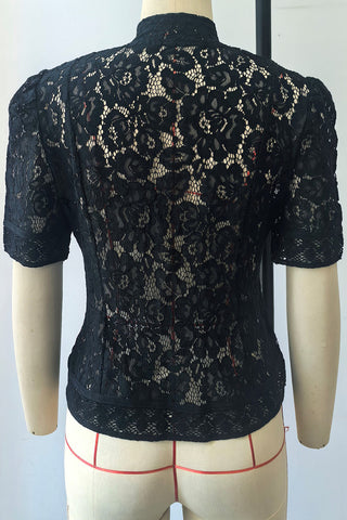 Lace Tie-Front Blouse