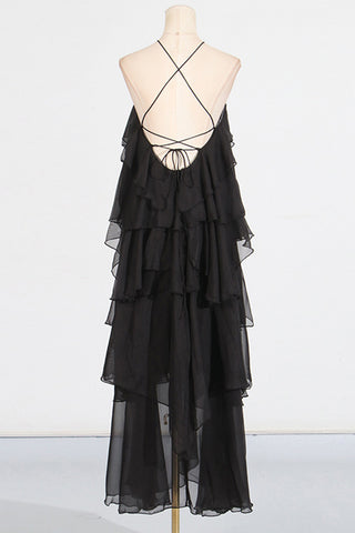 Layered Ruffle Halter Dress