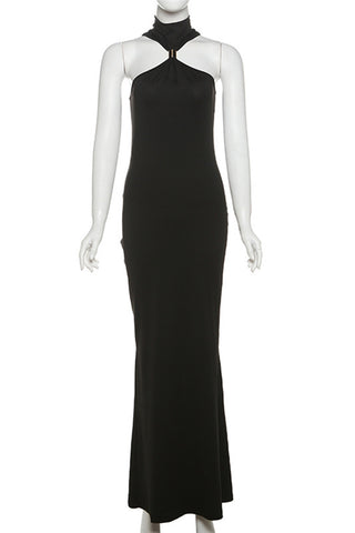Sleeveless High-Neck Evening Gown