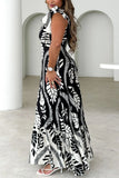 Chevron Pattern Casual Maxi Dress