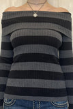 Off-Shoulder Striped Sweater