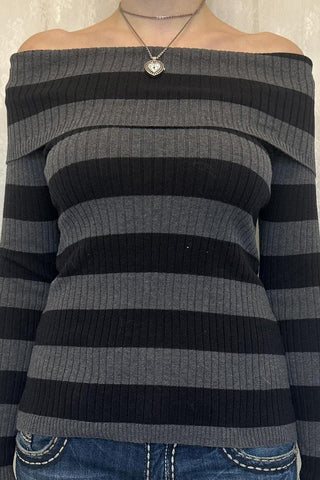 Off-Shoulder Striped Sweater