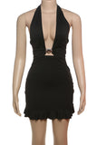 Plunging Halter Mini Dress