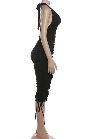 Halter Neck Ruched Short Set