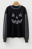 Rhinestone Pumpkin Long Sleeve Patchwork Top