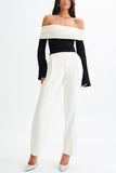 Off-Shoulder Contrast Sweater